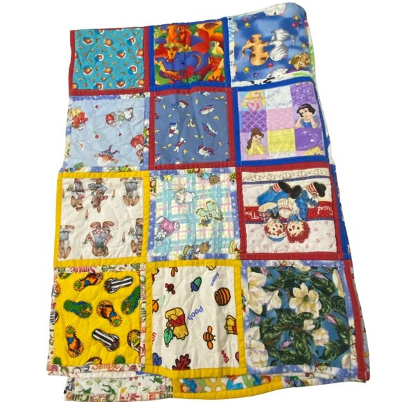 Handmade Kids Patchwork Quilt 57" x 43" Christmas Animals Seasons Whimsy Novelty - Picture 10 of 10